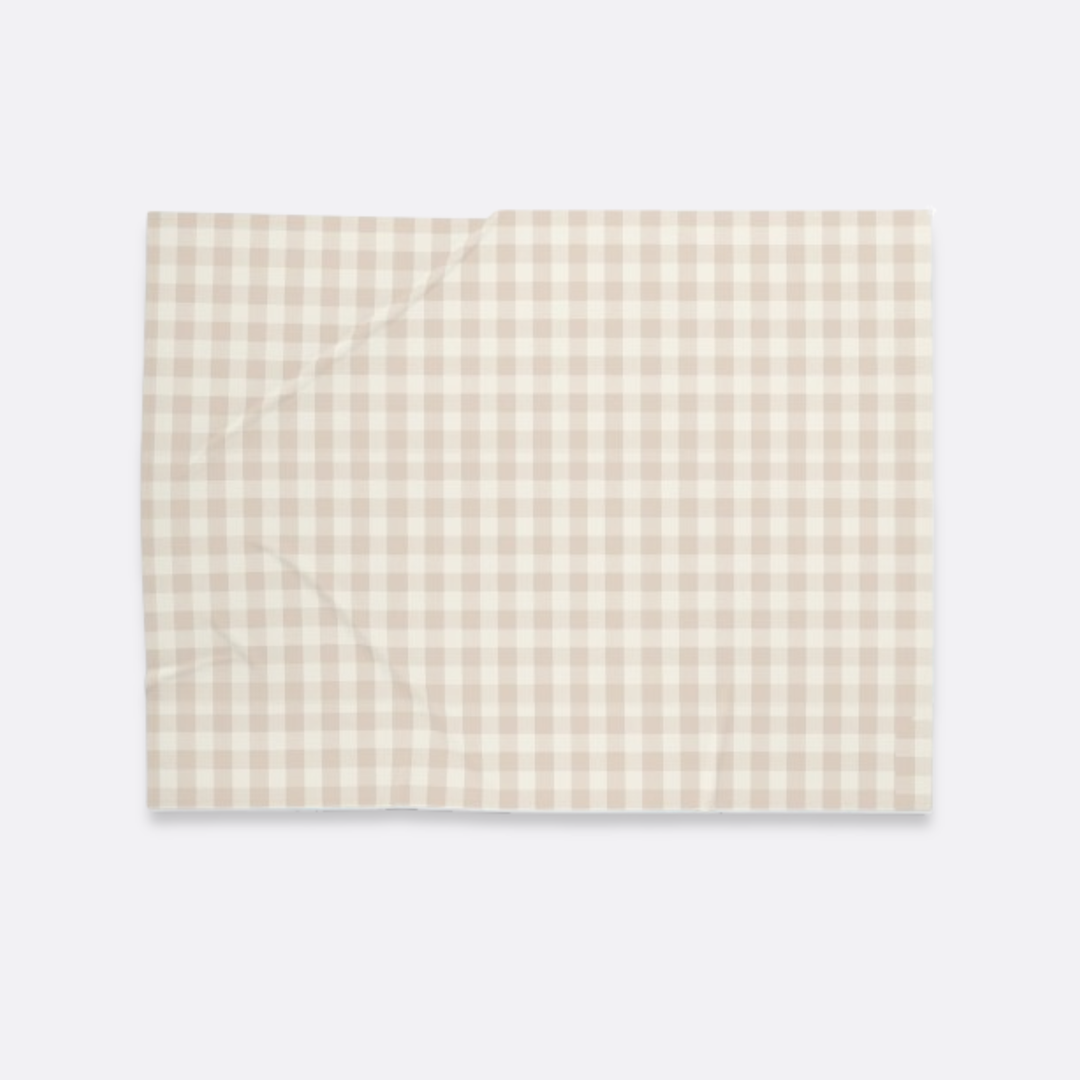 Baby Swaddle Blanket, Spring Beige Gingham