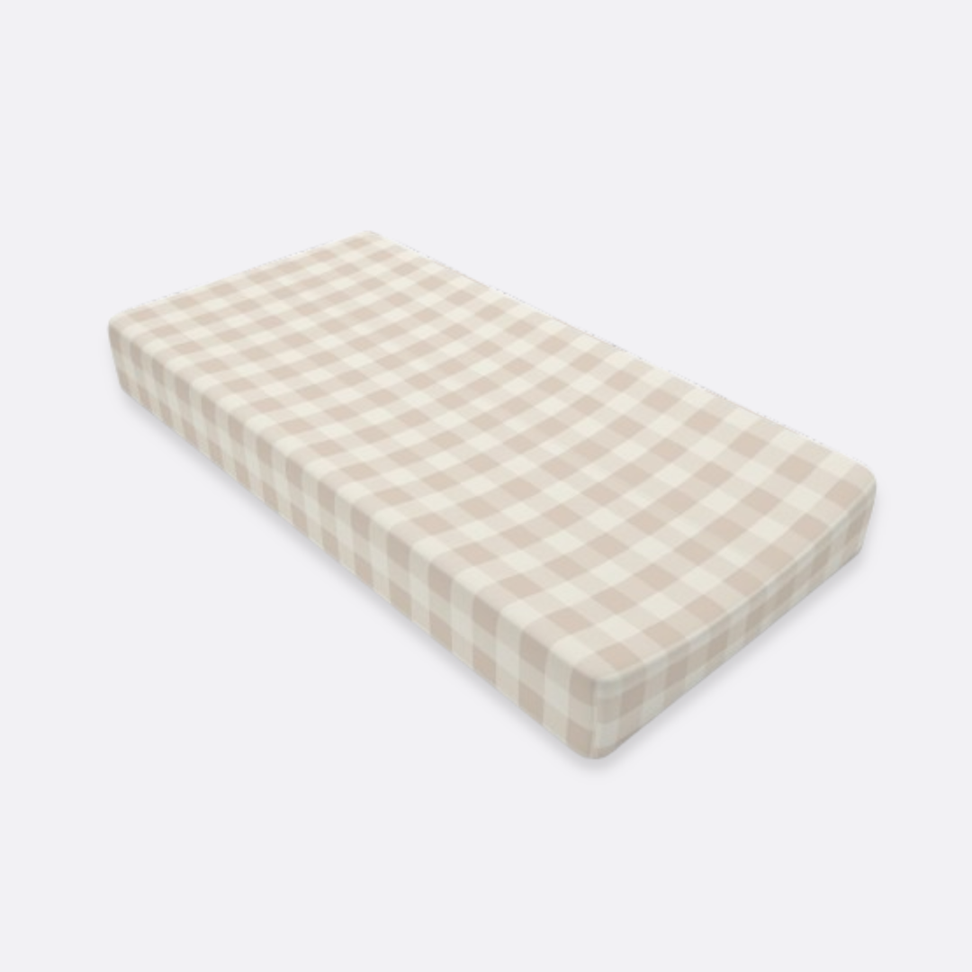 Baby Changing Pad Cover, Spring Beige Gingham