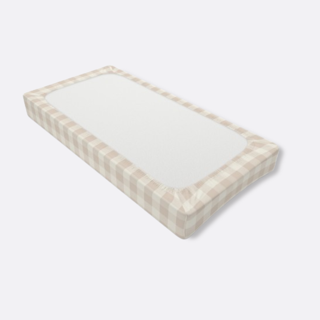 Baby Changing Pad Cover, Spring Beige Gingham