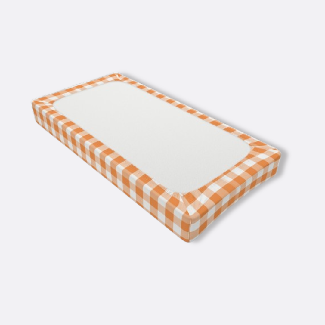 Baby Changing Pad Cover, Spring Tangerine Gingham