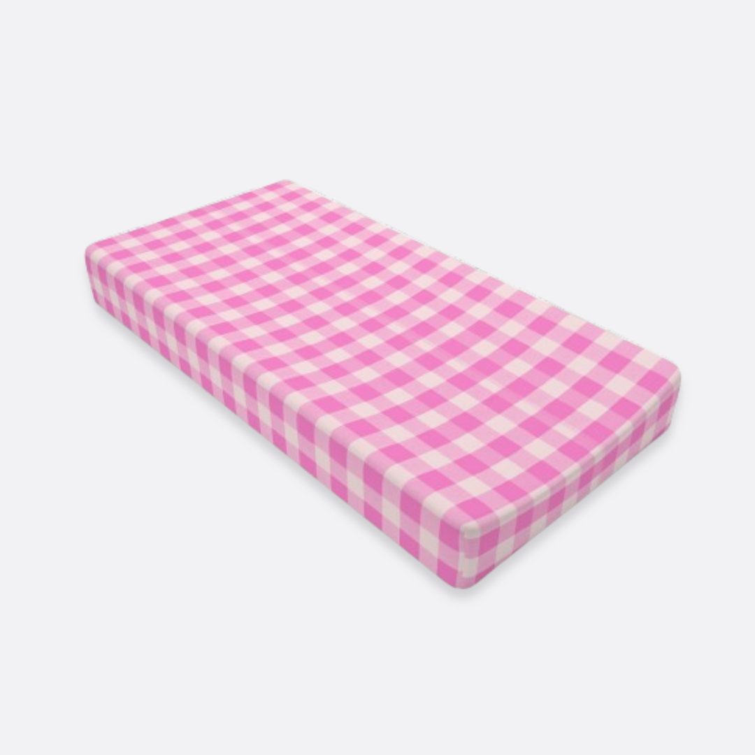 Baby Changing Pad Cover, Spring Pink Gingham