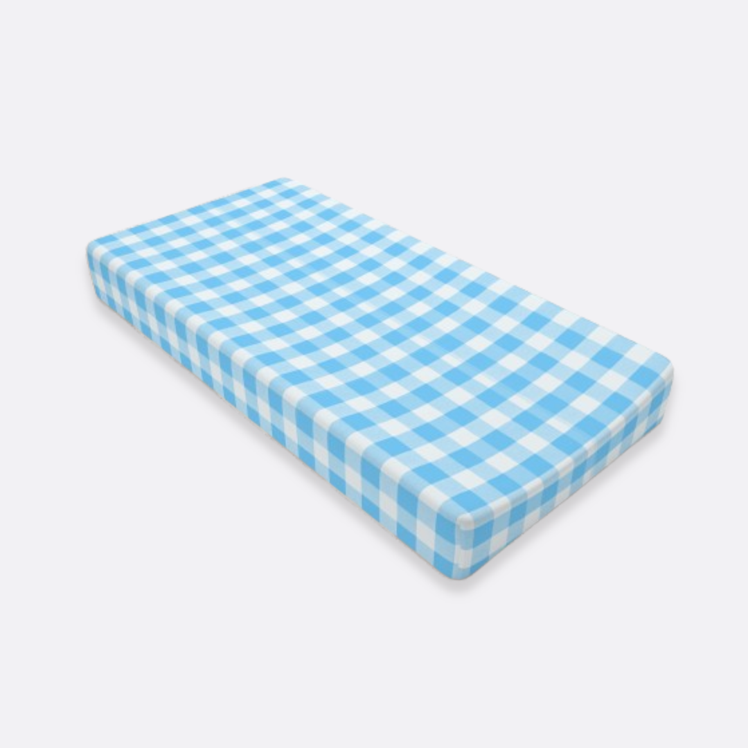 Baby Changing Pad Cover, Spring Blue Gingham