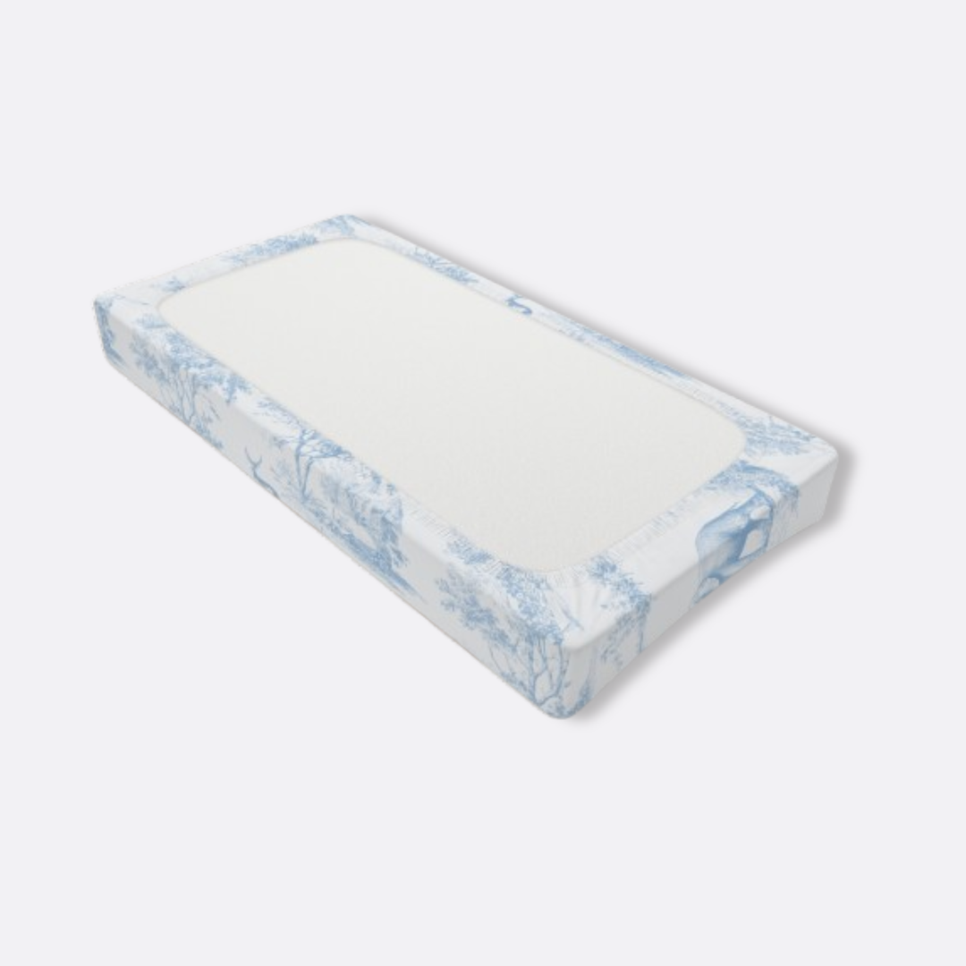 Baby Changing Pad Cover, Blue Toile Elephant & Deer