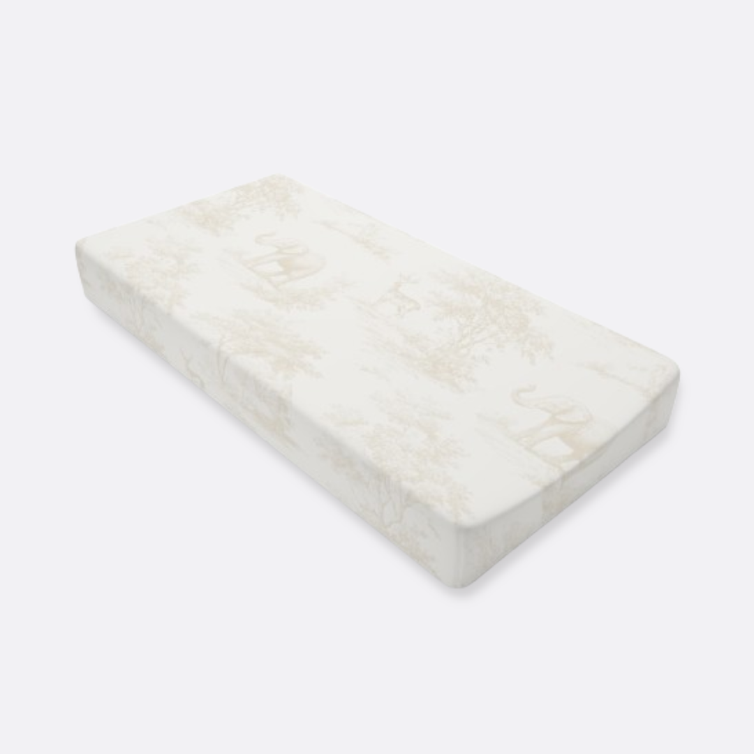 Baby Changing Pad Cover | Spring Beige Toile Elephant & Deer