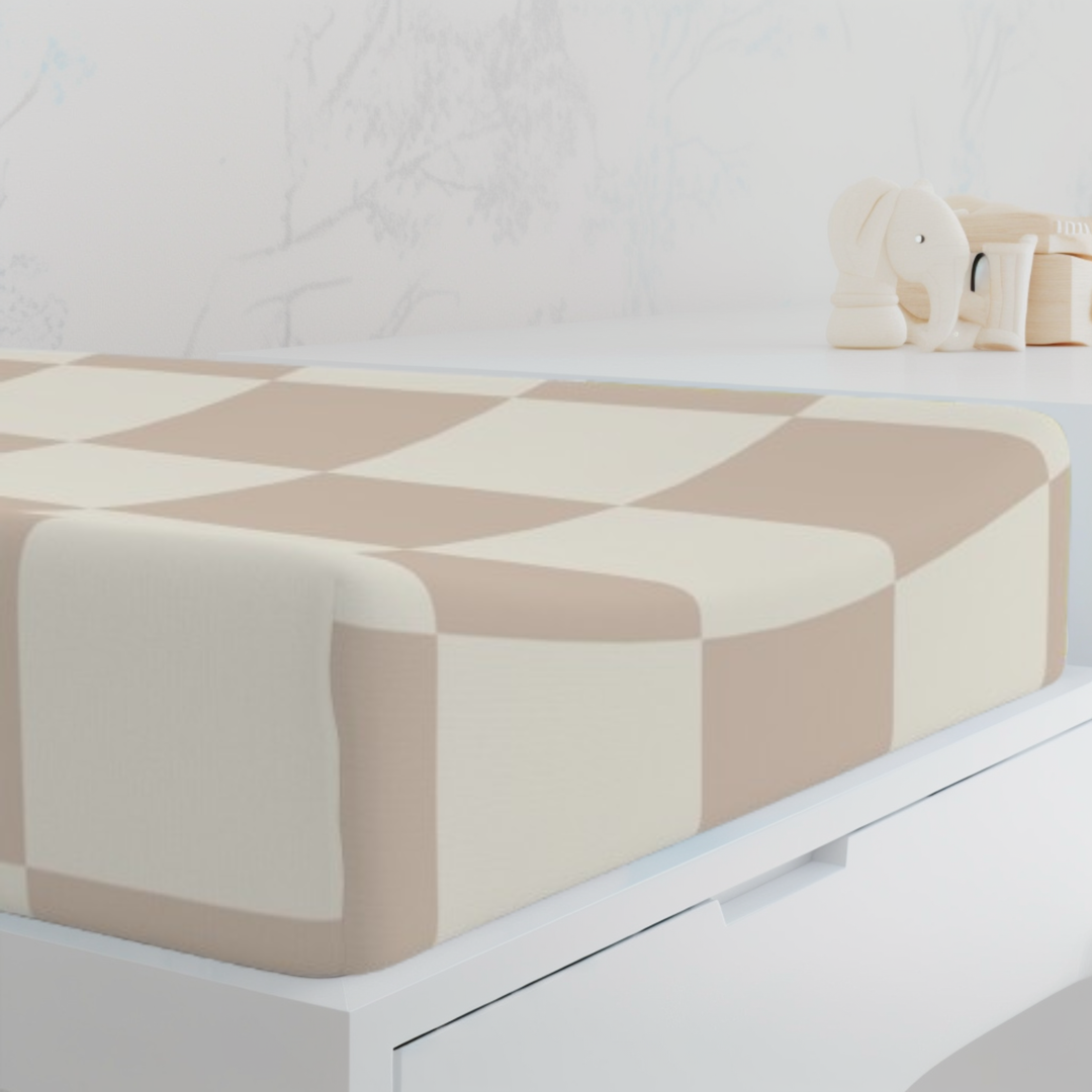 Baby Changing Pad Cover, Cocoa and Cream Check