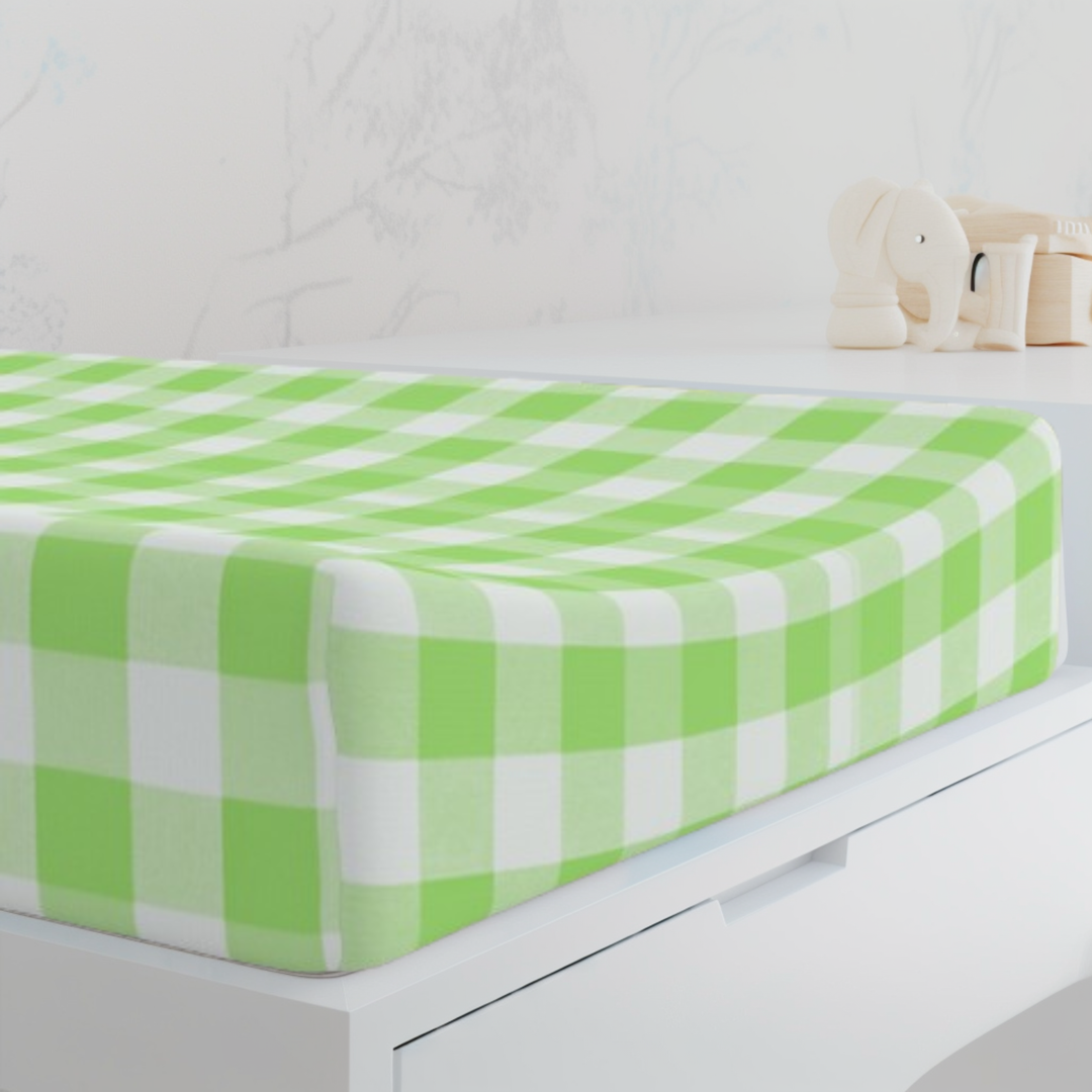 Baby Changing Pad Cover, Spring Green Gingham