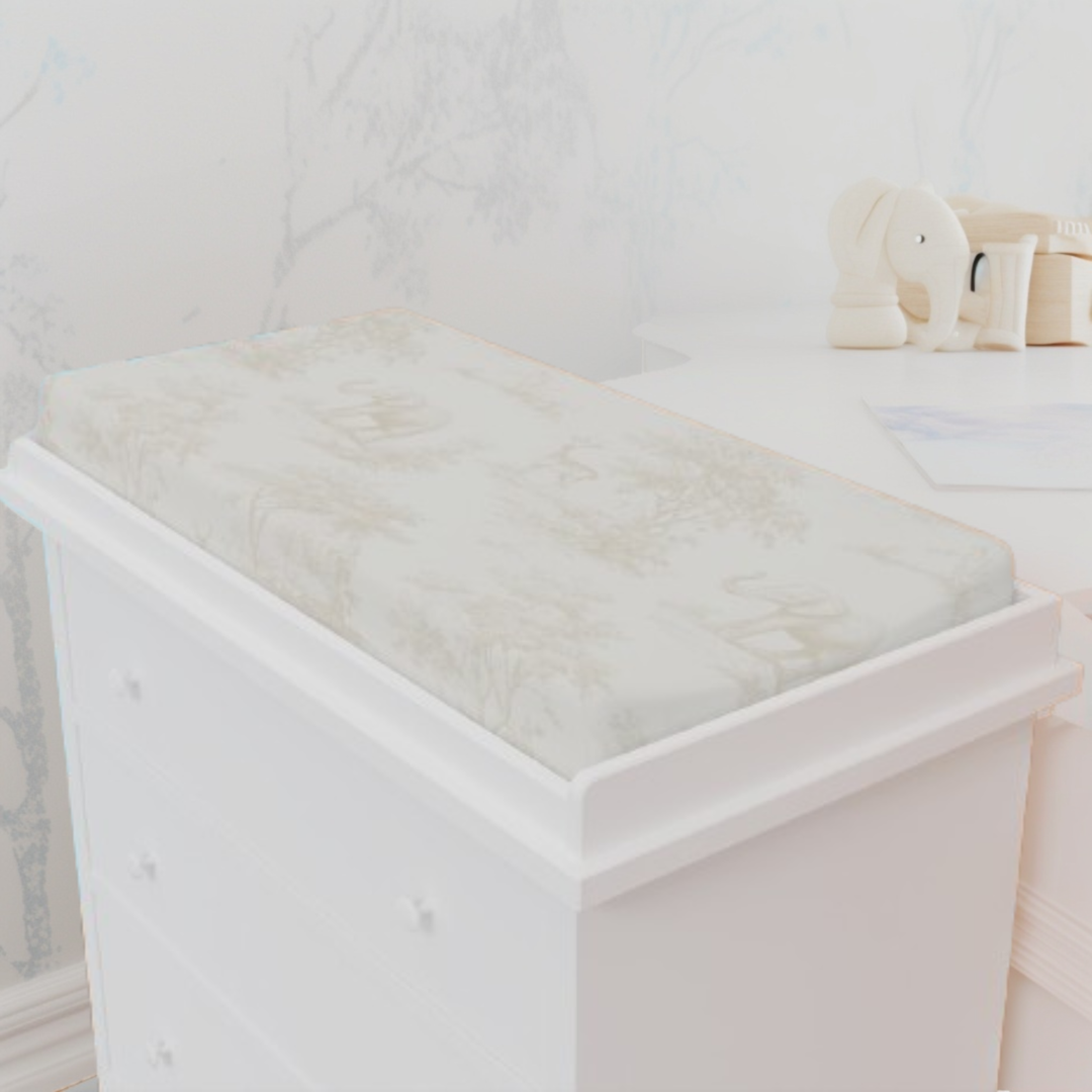Baby Changing Pad Cover | Spring Beige Toile Elephant & Deer
