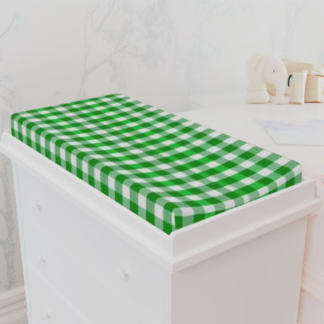 Baby Changing Pad Cover, Kelly Green Gingham