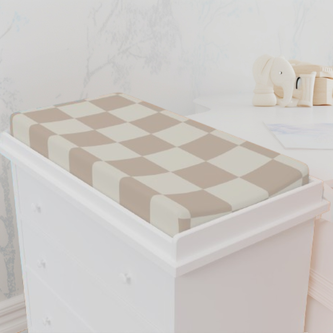 Baby Changing Pad Cover, Cocoa and Cream Check