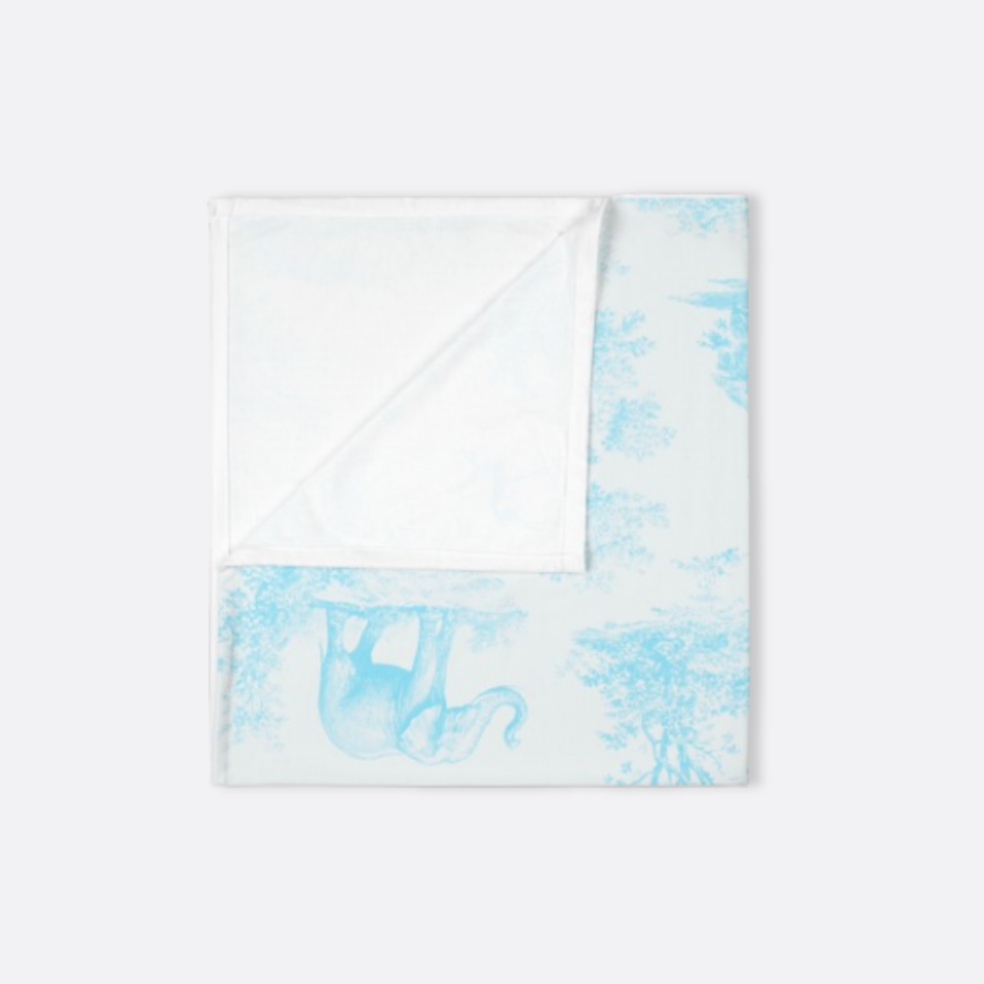 Baby Swaddle Blanket, Spring Blue Toile Elephant & Deer