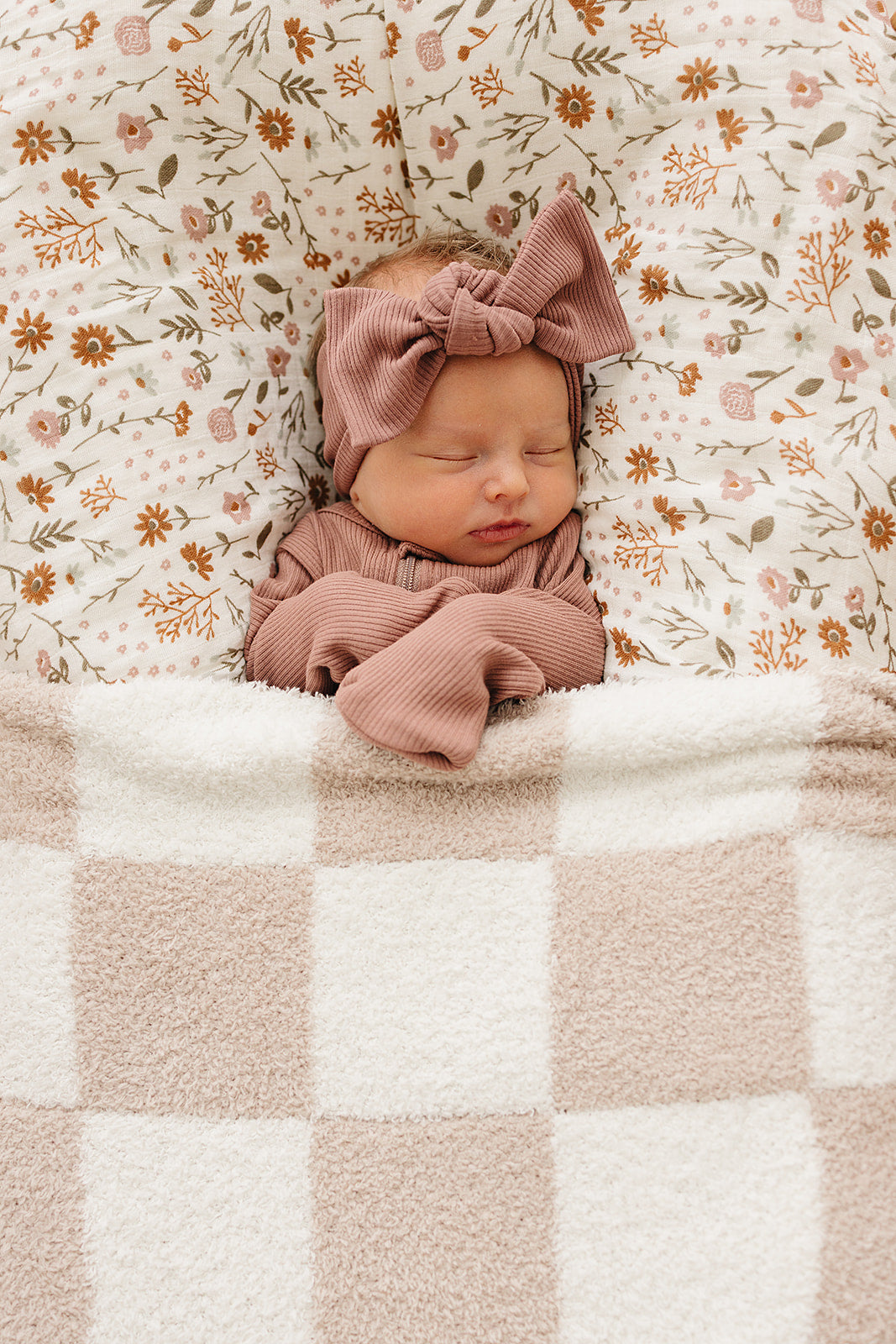Cocoa and Cream Check Plush Blanket, by MABIE BABY