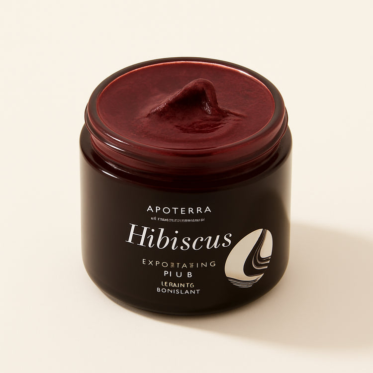 Hibiscus Exfoliating Mud — primary — Clean ecommerce product shot — refreshed editorial photography