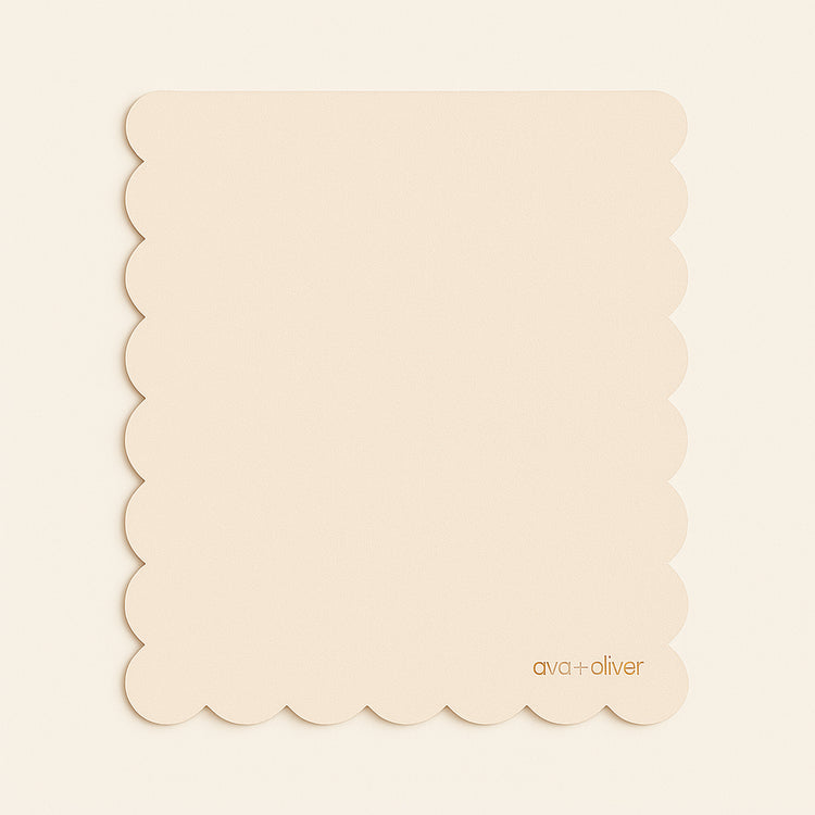Vegan Leather Changing Mat, Wispy Cream Scallop — primary — Clean ecommerce product shot — refreshed editorial photography