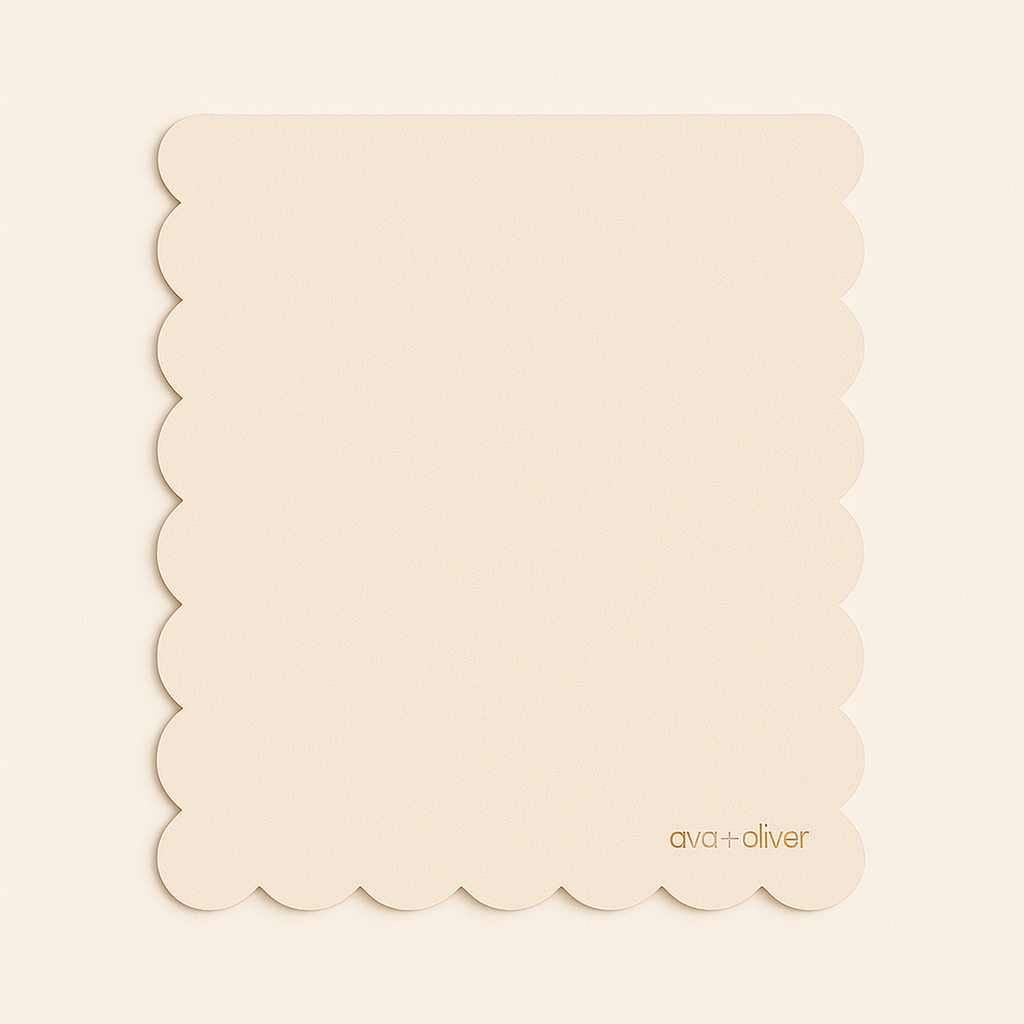 Vegan Leather Changing Mat, Wispy Cream Scallop — primary — Clean ecommerce product shot — refreshed editorial photography