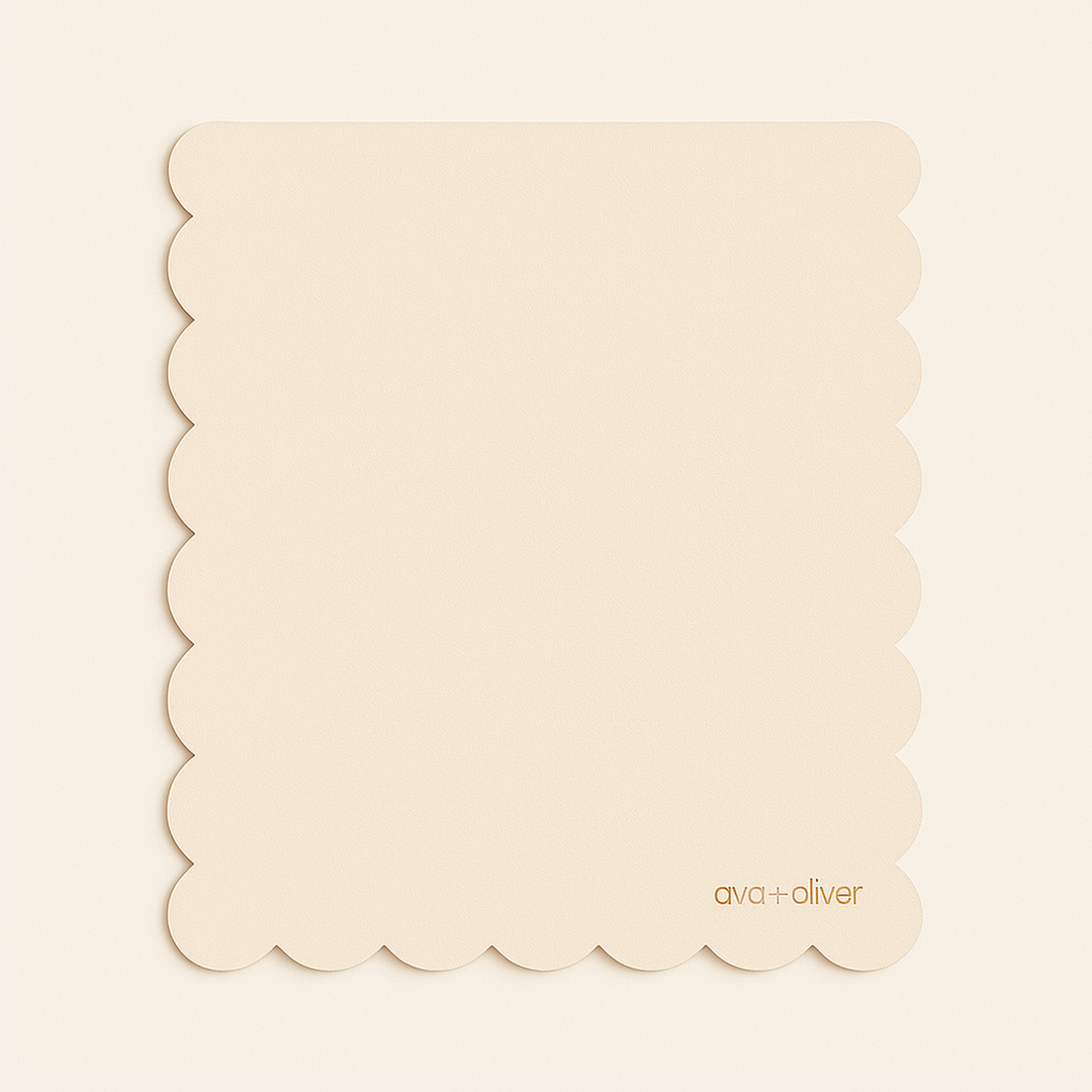 Vegan Leather Changing Mat, Wispy Cream Scallop — primary — Clean ecommerce product shot — refreshed editorial photography