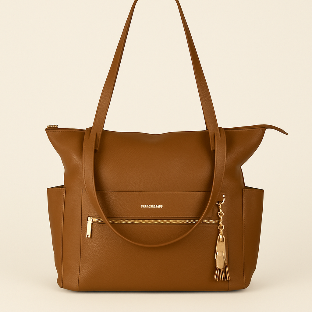 The Lillian Diaper Bag - Cognac — primary — Clean ecommerce product shot — refreshed editorial photography