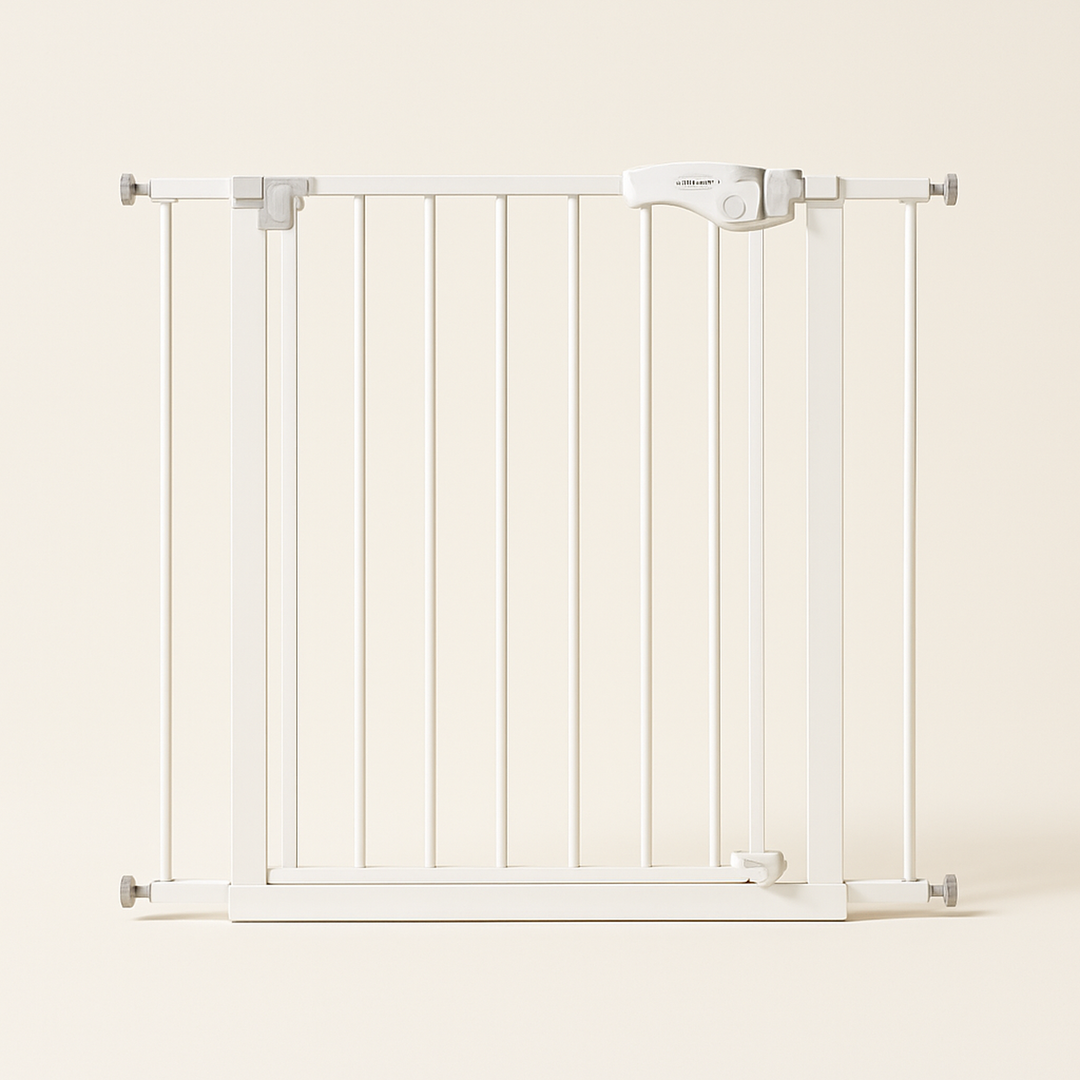 Baby Safety Gate in White — primary — Clean ecommerce product shot — refreshed editorial photography