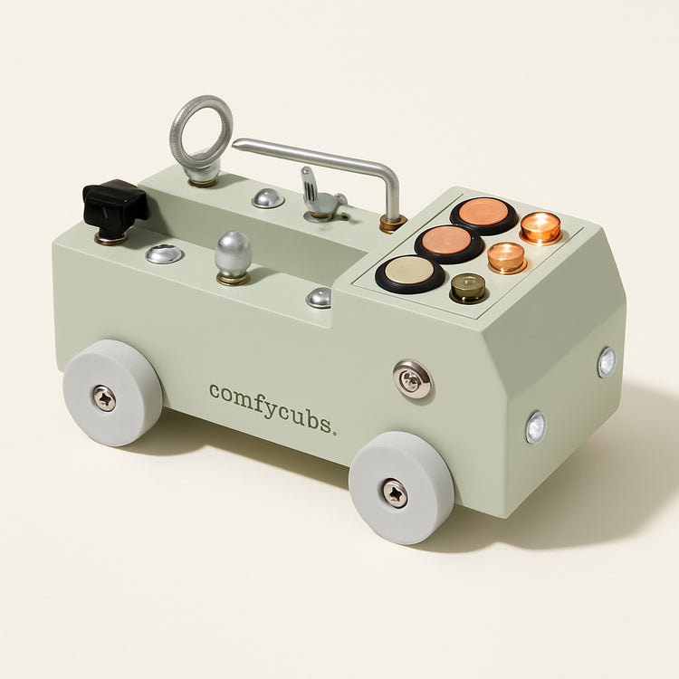 Busy Board Toy Truck Set for 3+ in Sage — primary — Clean ecommerce product shot — refreshed editorial photography