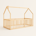 Kids House Gated Floor Bed Twin Size for Children Aged 5+, Natural Wood — primary — Clean ecommerce product shot — refreshed editorial photography