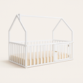 Kids House Gated Floor Bed Twin Size for Children Aged 5+, White — primary — Clean ecommerce product shot — refreshed editorial photography