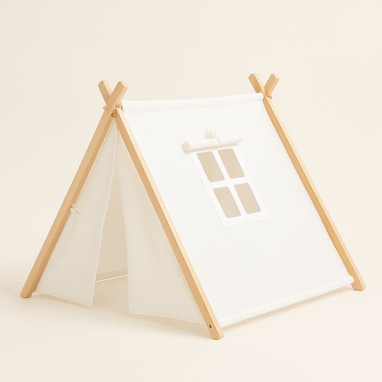 Kids Indoor Play Tent in Natural Wood — primary — Clean ecommerce product shot — refreshed editorial photography