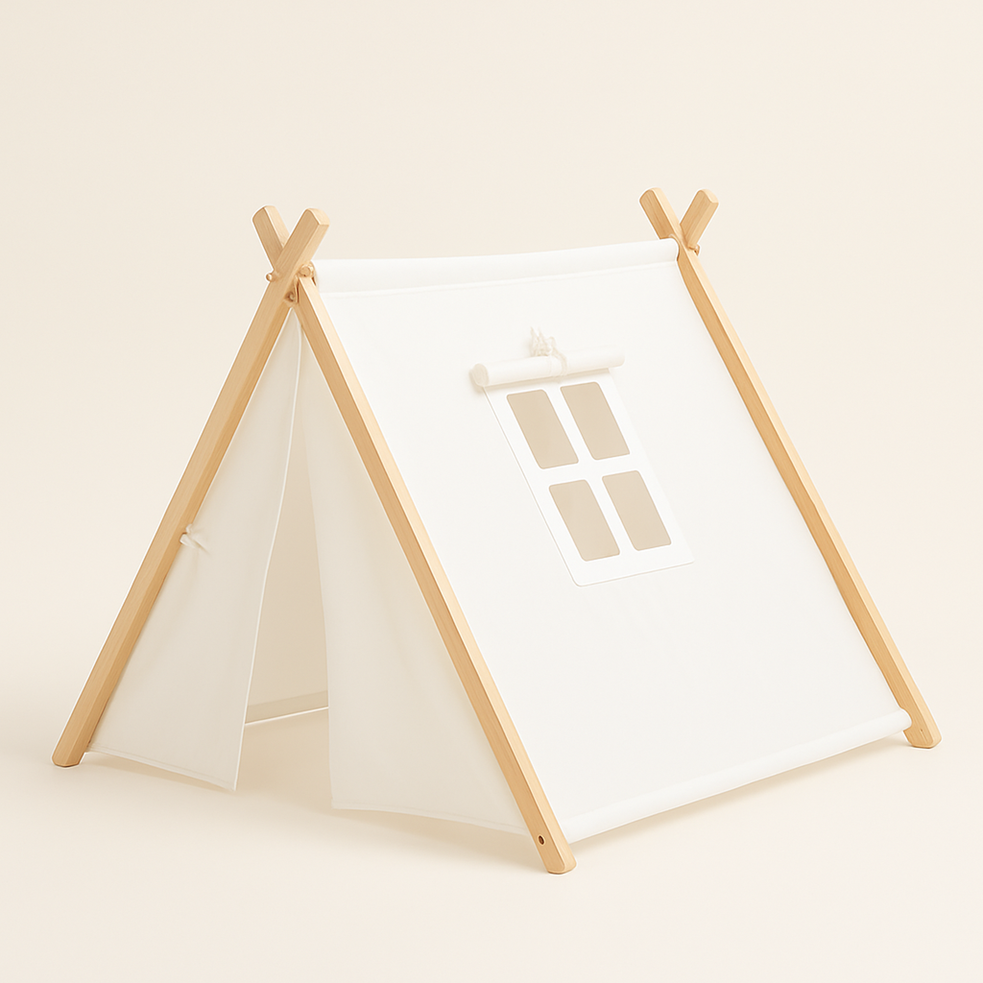 Kids Indoor Play Tent in Natural Wood — primary — Clean ecommerce product shot — refreshed editorial photography