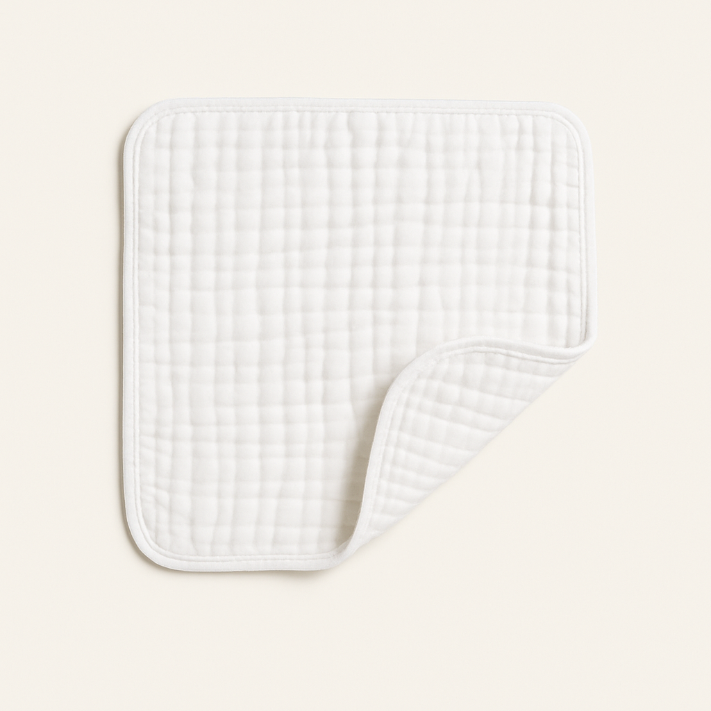 Muslin Burp Cloths in White — primary — Clean ecommerce product shot — refreshed editorial photography