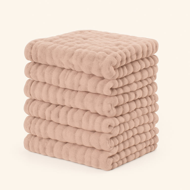 Muslin Washcloths in Blush — primary — Clean ecommerce product shot — refreshed editorial photography