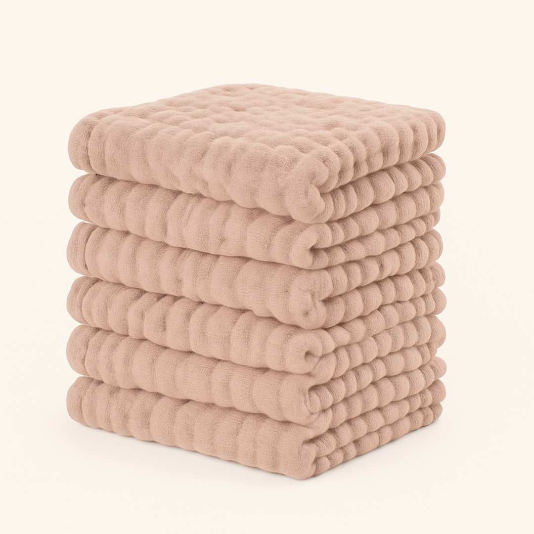 Muslin Washcloths in Blush — primary — Clean ecommerce product shot — refreshed editorial photography