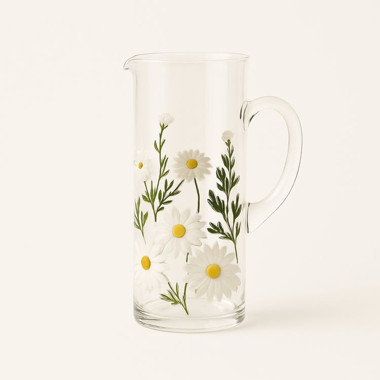 Painted Daisy Pitcher — primary — Clean ecommerce product shot — refreshed editorial photography