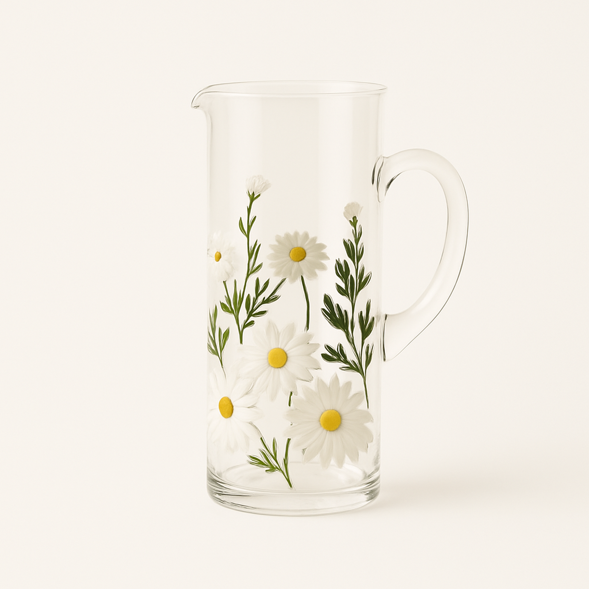 Painted Daisy Pitcher — primary — Clean ecommerce product shot — refreshed editorial photography