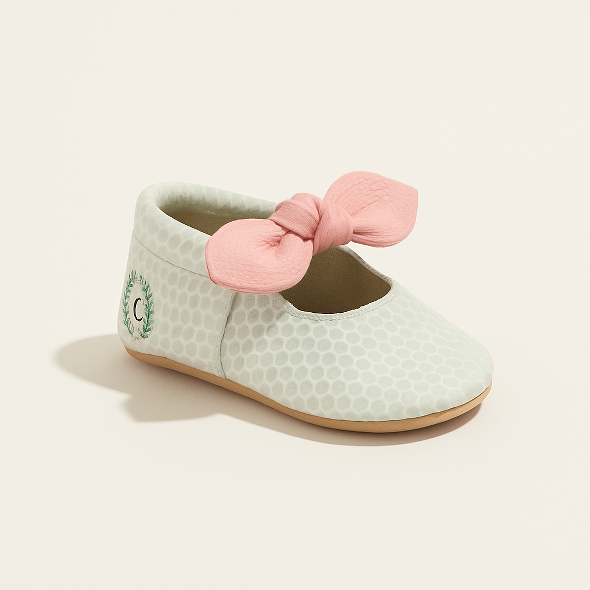 Birdie Knotted Bow Baby Shoe — primary — Clean ecommerce product shot — refreshed editorial photography