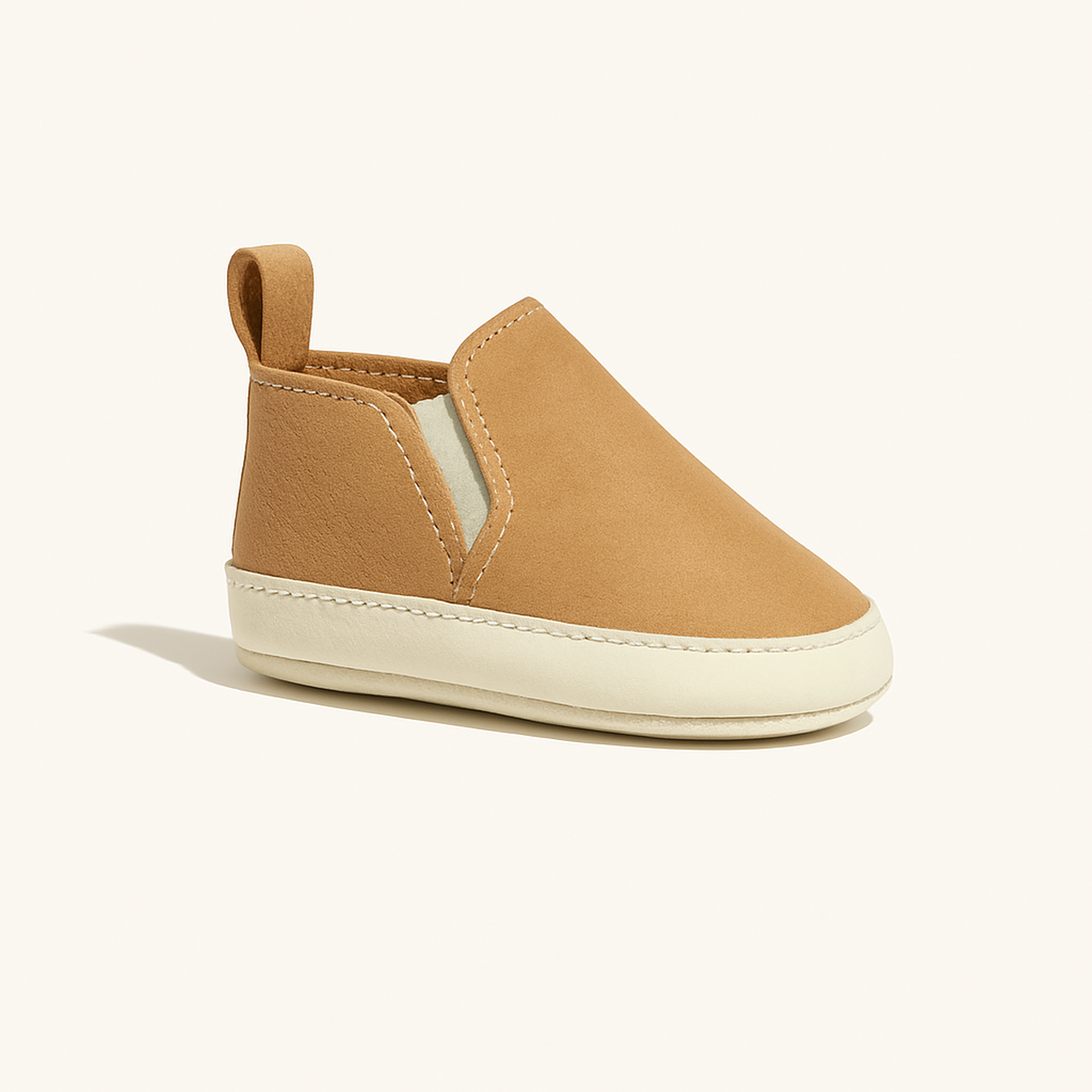 Weathered Brown Slip On Baby Shoe — primary — Clean ecommerce product shot — refreshed editorial photography