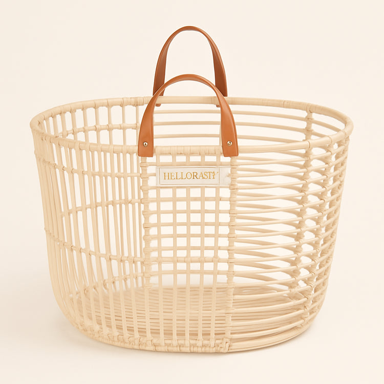 LELLOBABY™ - Which-Way Handwoven Rattan Storage Basket — primary — Clean ecommerce product shot — refreshed editorial photography
