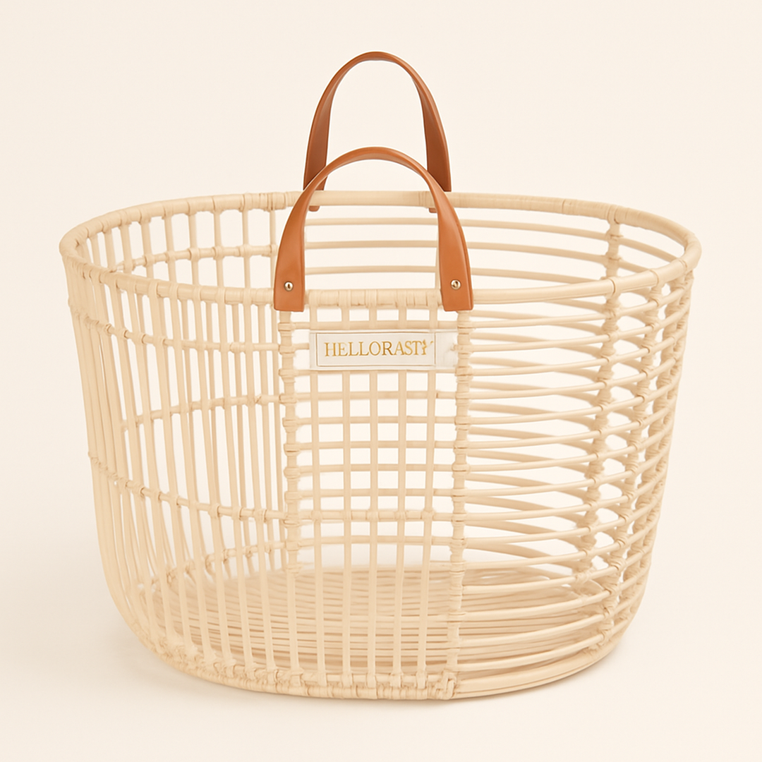 LELLOBABY™ - Which-Way Handwoven Rattan Storage Basket — primary — Clean ecommerce product shot — refreshed editorial photography