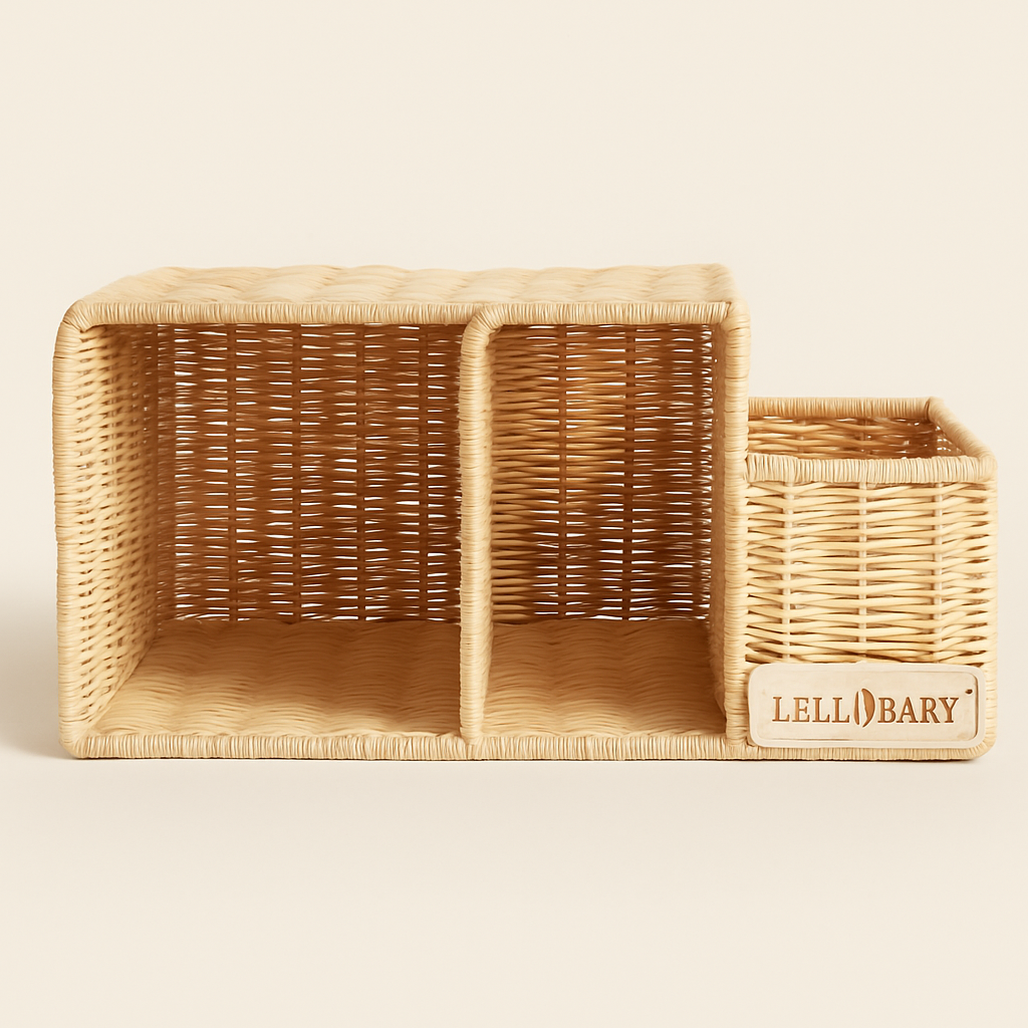 LELLOBABY™ X Hampton BABY - Deluxe Rattan Diaper Caddy — primary — Clean ecommerce product shot — refreshed editorial photography