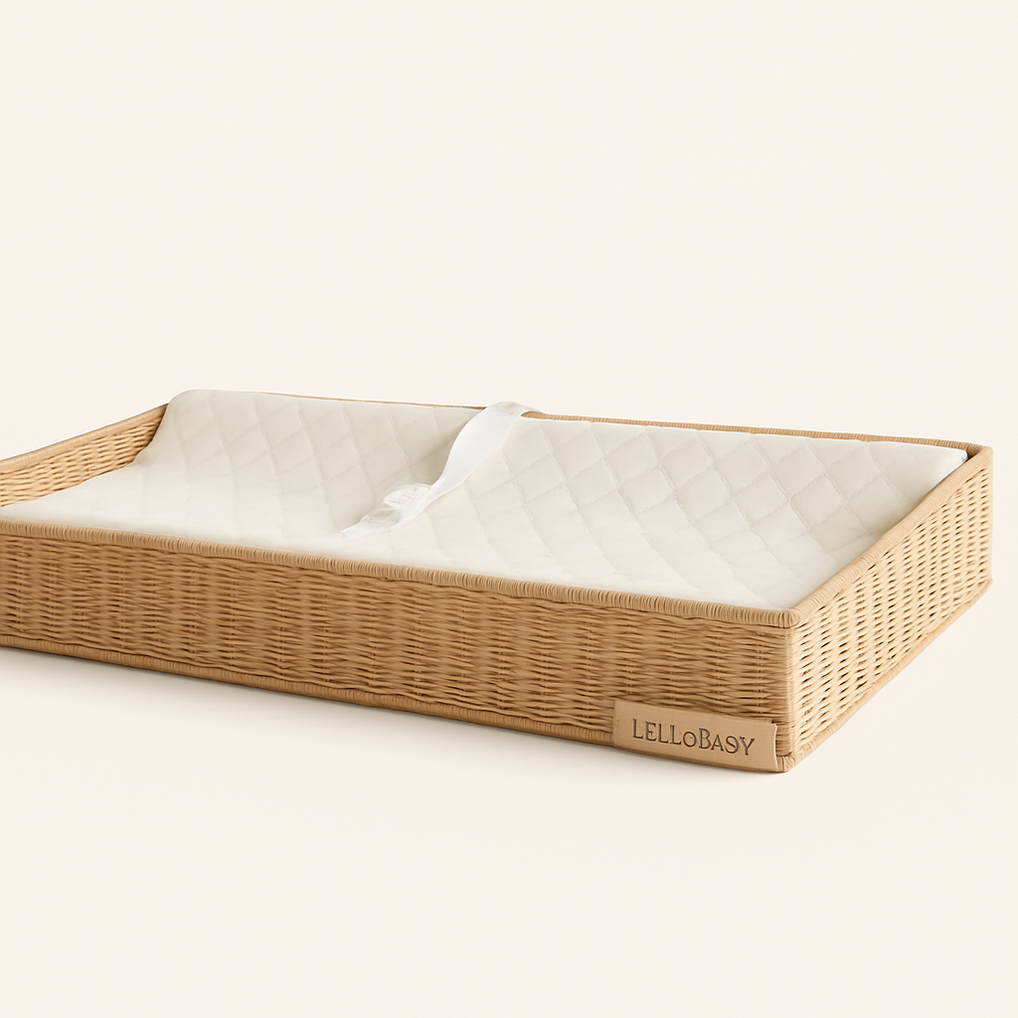 LELLOBABY™ X Hampton BABY-  Rattan Wicker Changing Tray Premier — primary — Clean ecommerce product shot — refreshed editorial photography