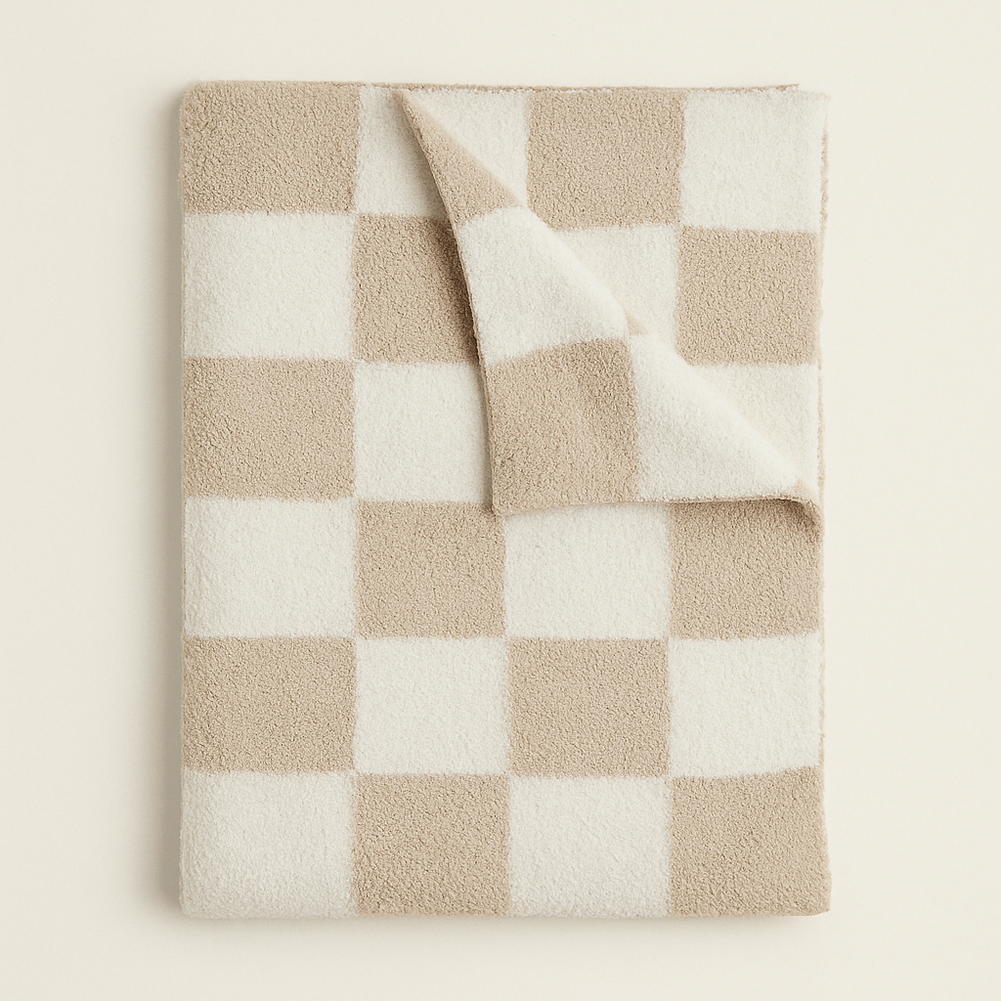 Cocoa and Cream Check Plush Blanket, by MABIE BABY — primary — Clean ecommerce product shot — refreshed editorial photography