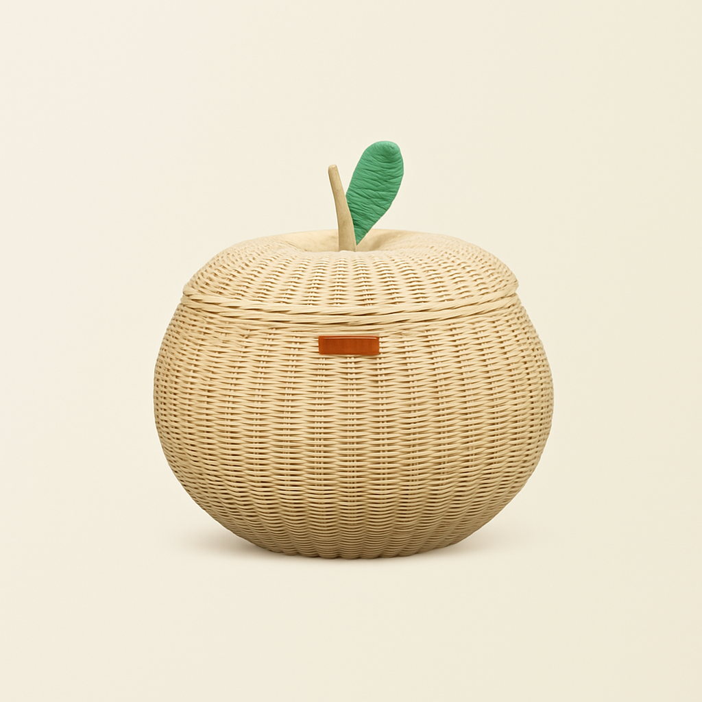 Apple Rattan Storage Basket Natural - Large — primary — Clean ecommerce product shot — refreshed editorial photography