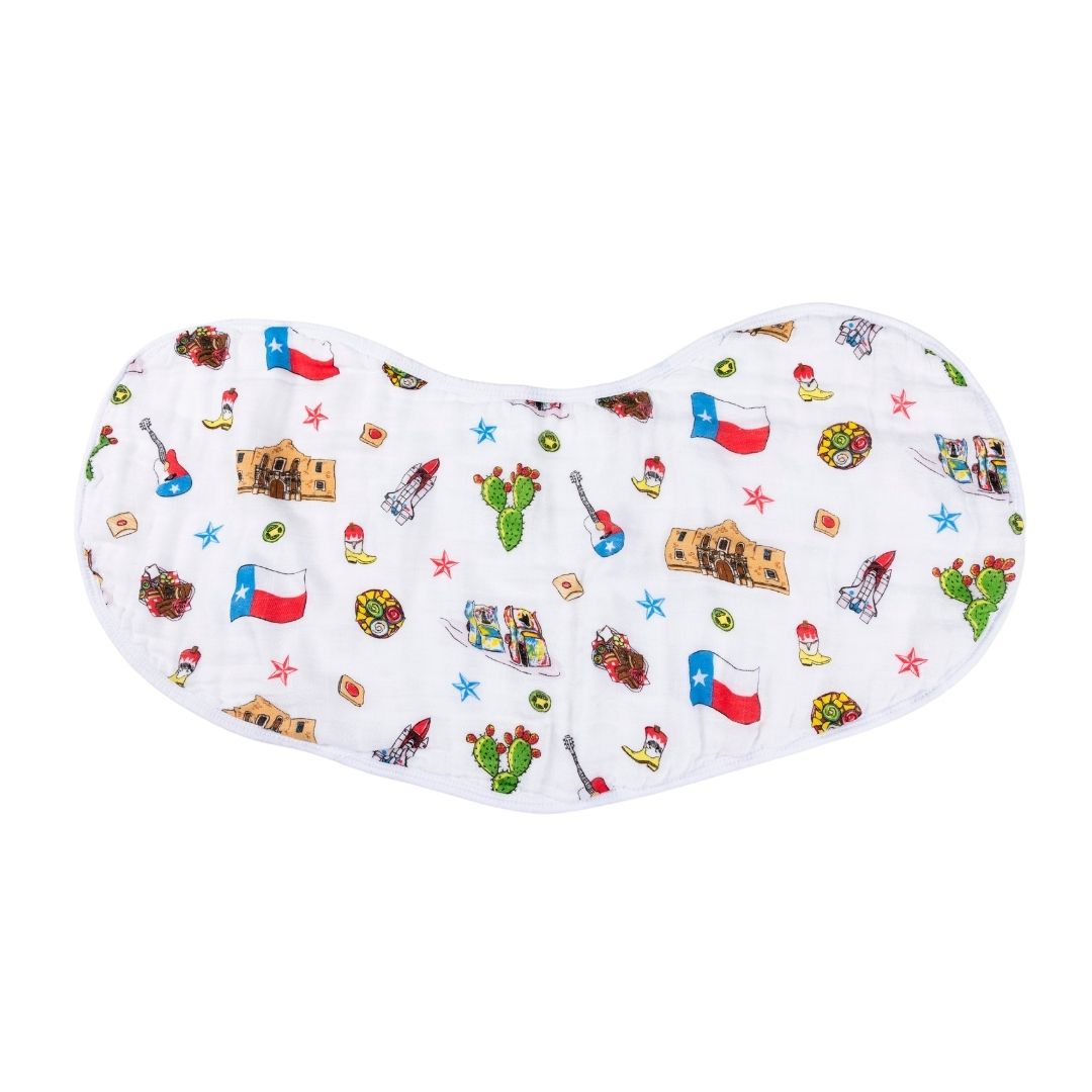 Gift Set: Texas Baby Unisex Muslin Swaddle Blanket and Burp Cloth/Bib Combo by Little Hometown