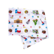 Gift Set: Texas Baby Unisex Muslin Swaddle Blanket and Burp Cloth/Bib Combo by Little Hometown
