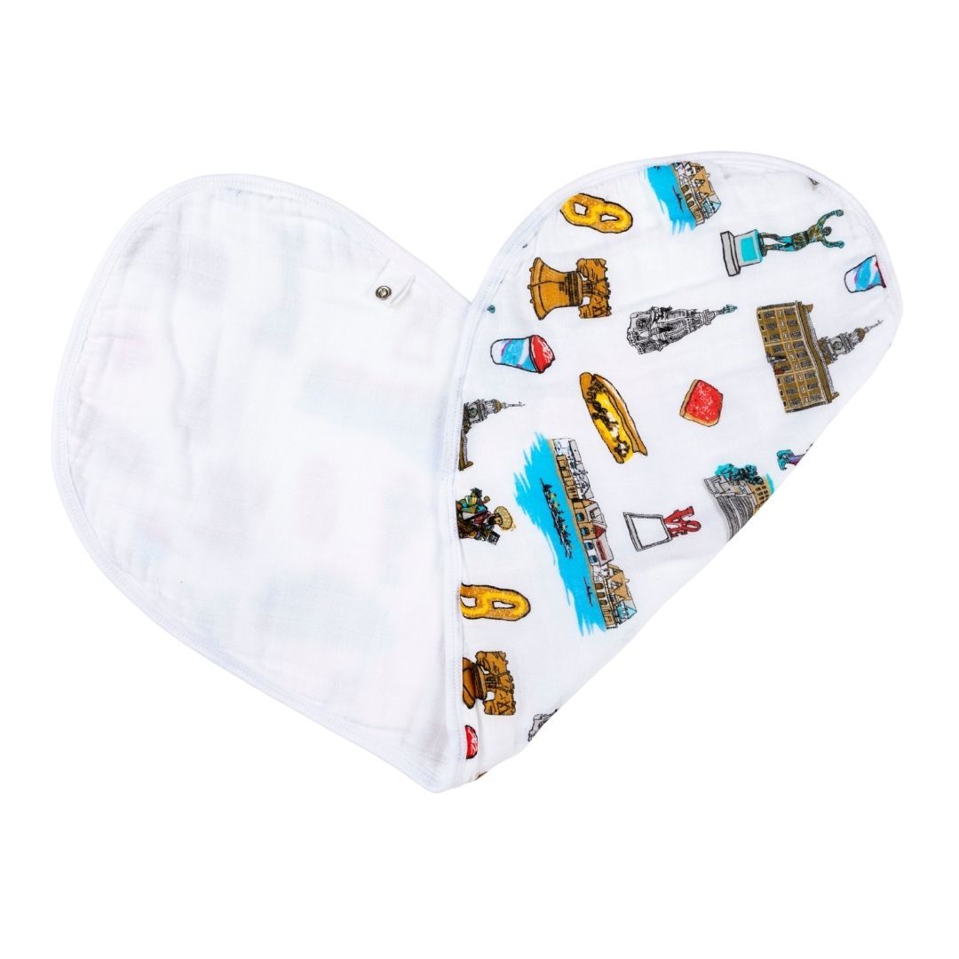 Gift Set: Philadelphia Baby Muslin Swaddle Blanket and Burp Cloth/Bib Combo by Little Hometown