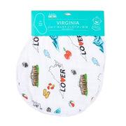 Gift Set: Virginia Baby Muslin Swaddle Blanket and Burp Cloth/Bib Combo by Little Hometown