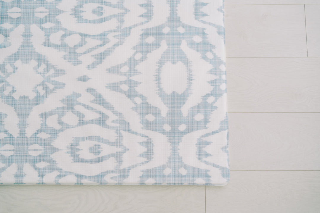 emerson ikat + jack stripe in rainwash blue